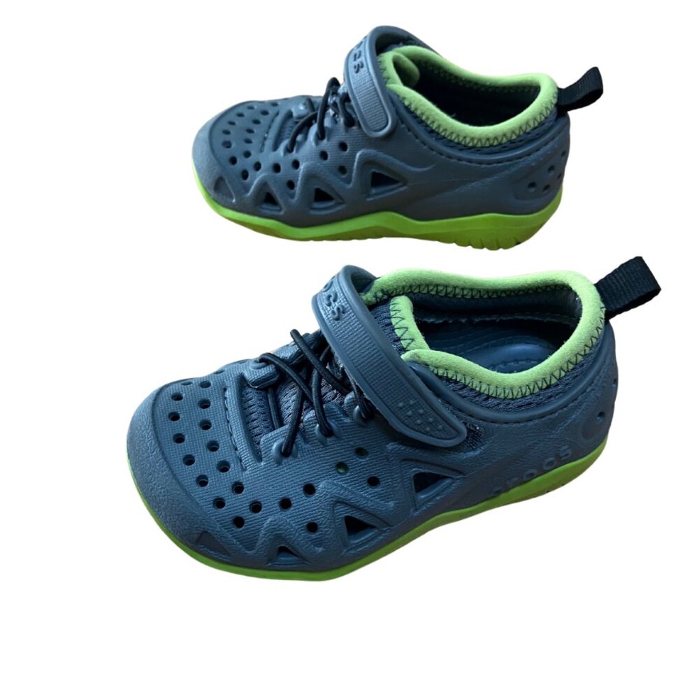 Toddler Crocs Swiftwater Play Gray and Green Water Shoes‎ Sandals Size 7 - Picture 4 of 6